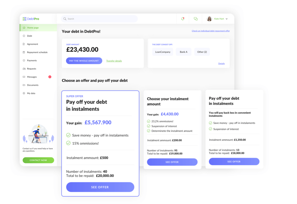 Spyrosoft DebtPro Debt Management Platform dashboard view