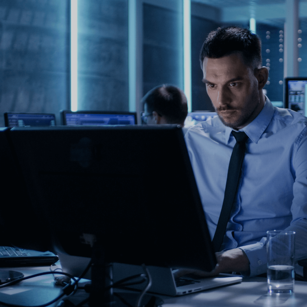 Expert looking at the computer screen
