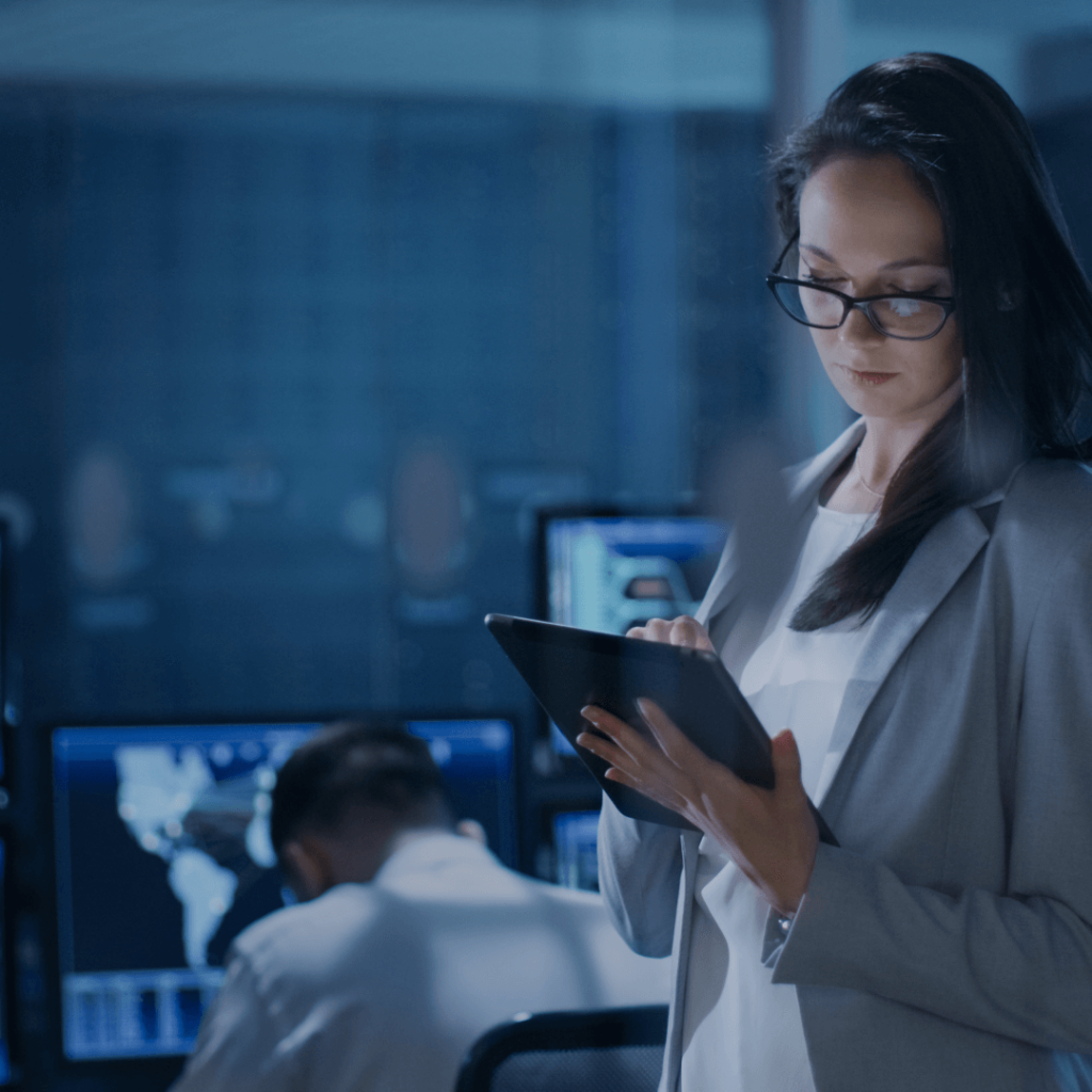 Expert looking at tablet