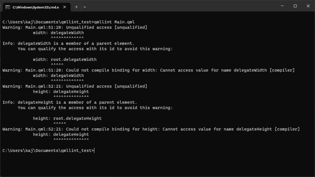 Corrected QML code after resolving issues reported by qmllint.