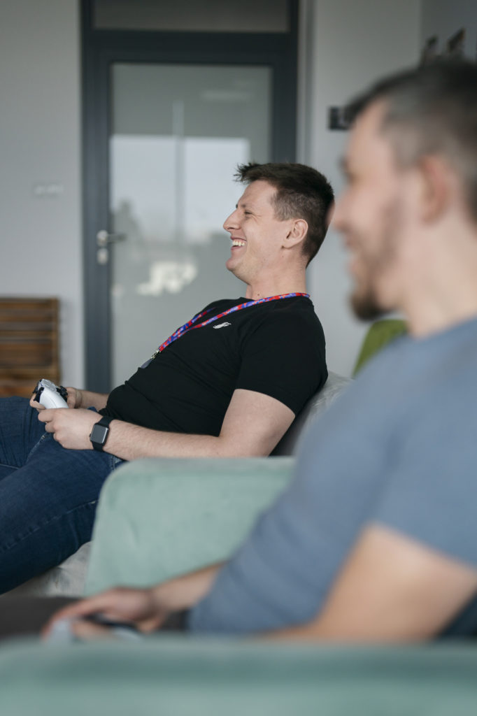 Developers on their work break in the Spyrosoft's Bialystok office