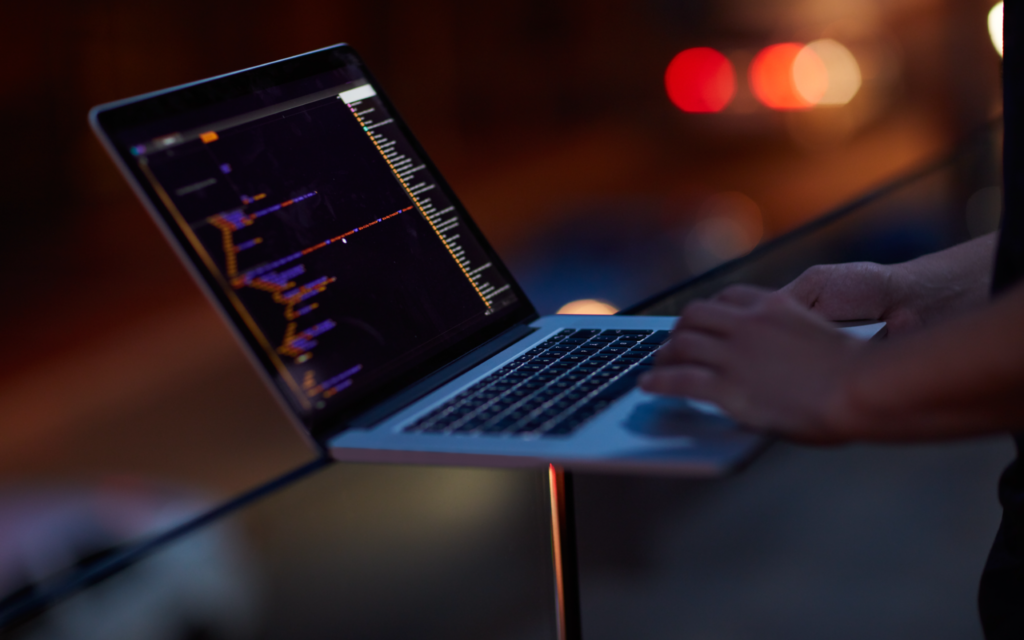 Someone working on laptop