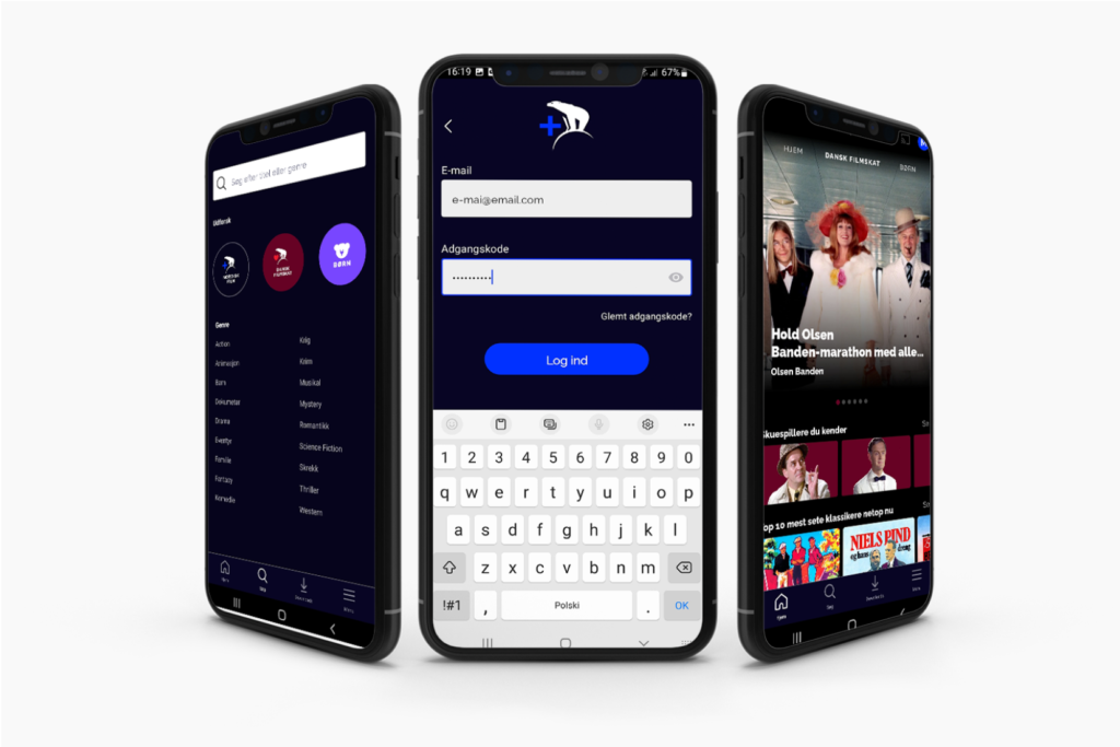 Advanced streaming solution for Nordisk Film. App mobile mockup