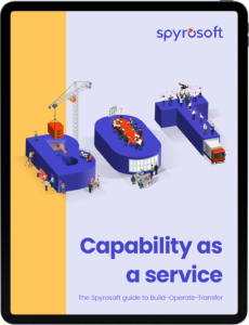 Spyrosoft's Capability as a service Build Operate Transfer model ebook cover