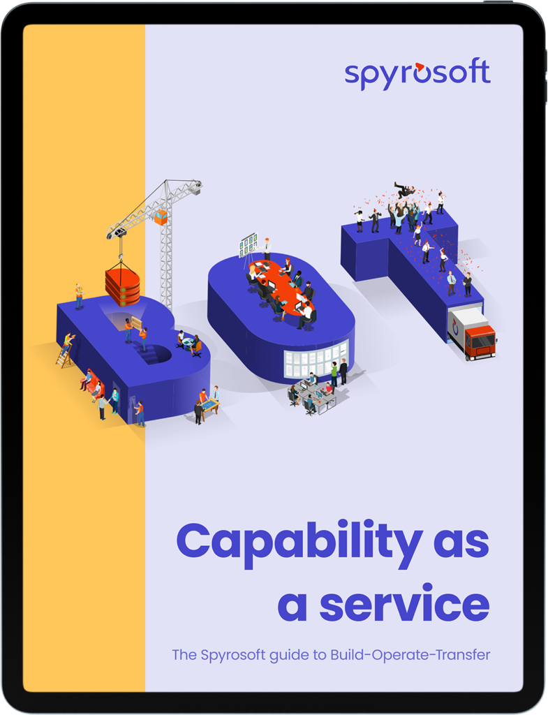 Spyrosoft's Capability as a service Build Operate Transfer model ebook cover