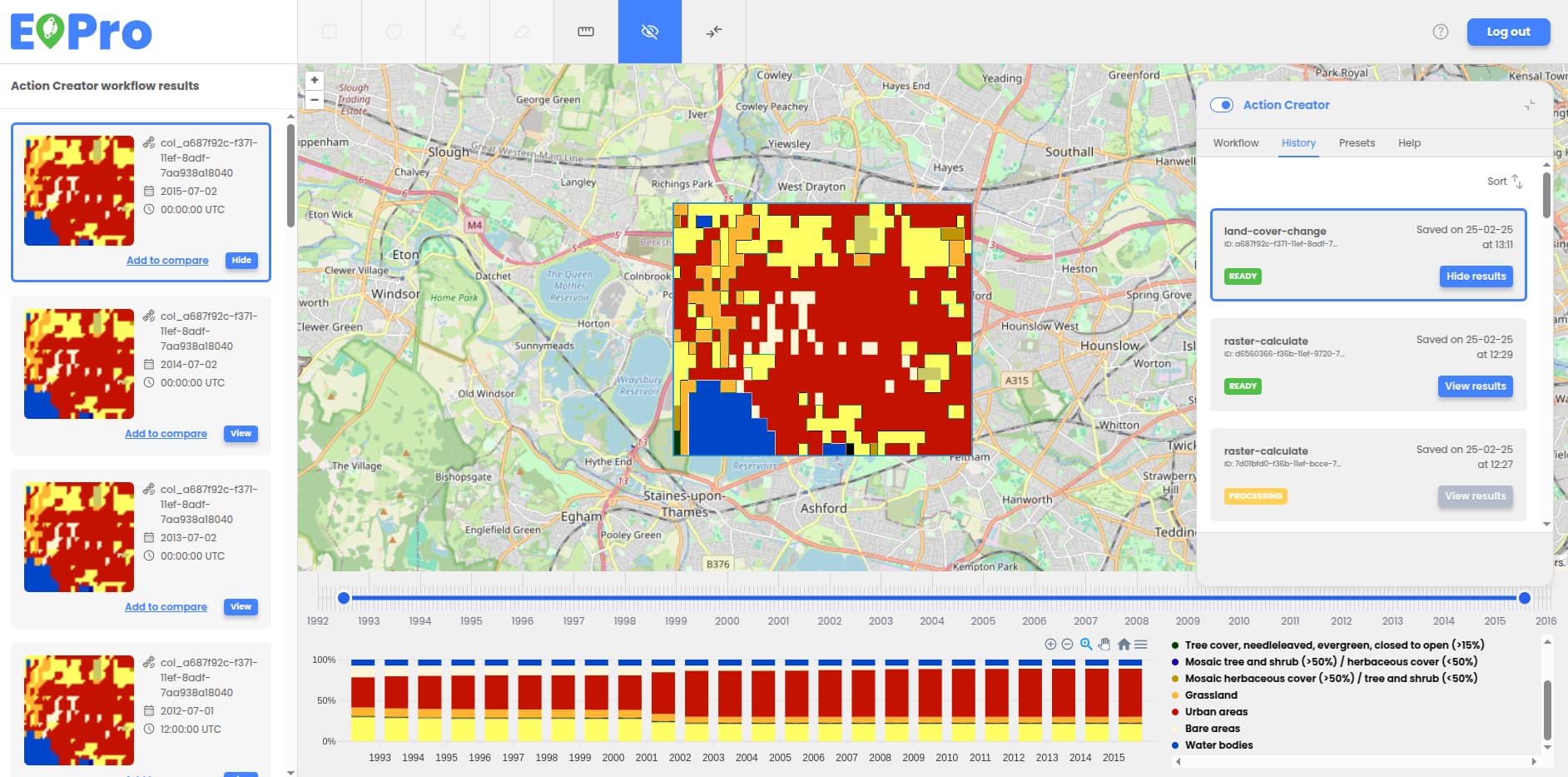Part of a map on deforestation and land degradation, created with the help of GeoAI.