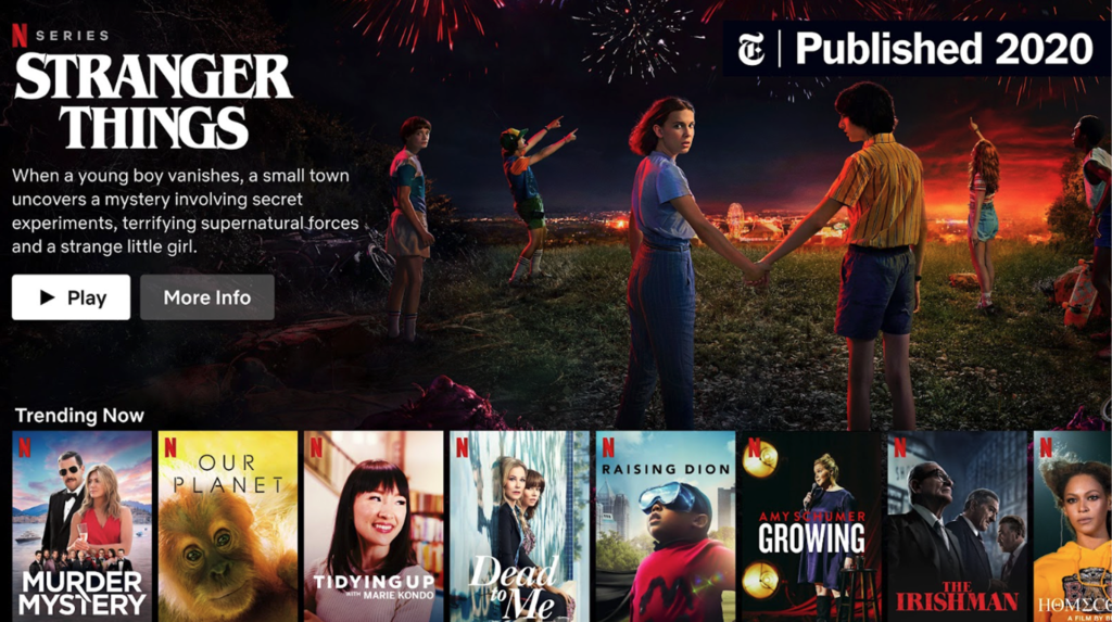 A screenshot of Stranger Things page on Netflix 