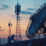 A radar platform during sunset