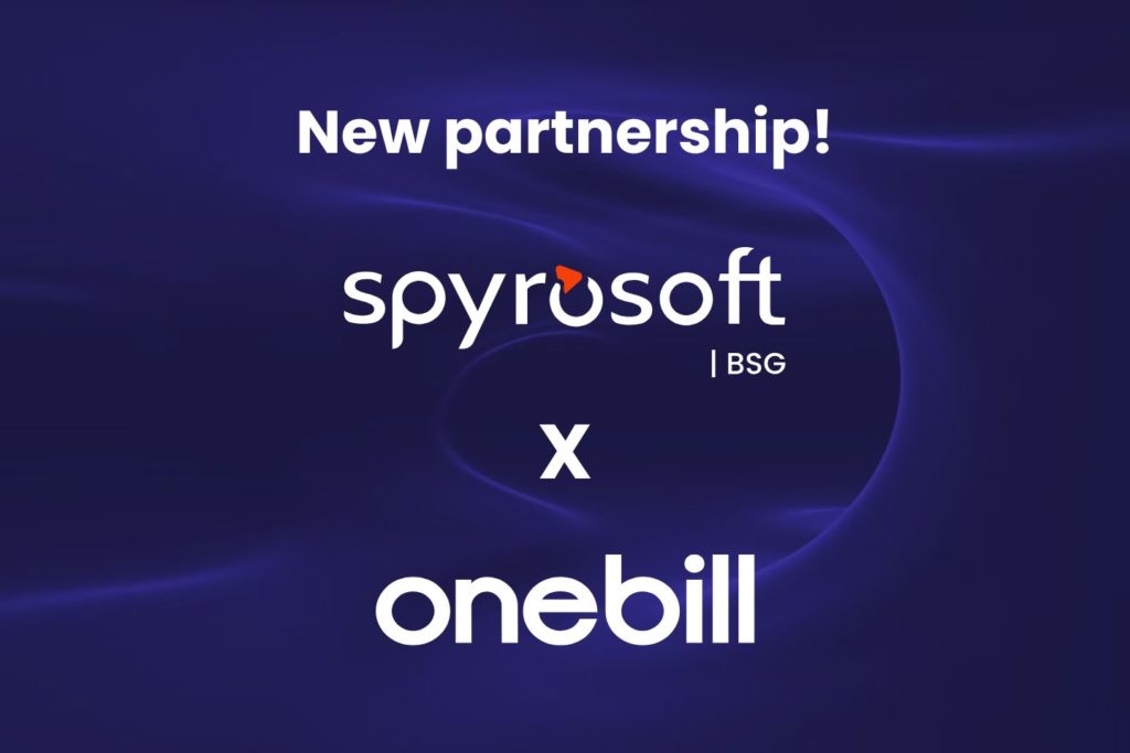 Cover image about cooperation of Spyrosoft with onebill presenting their logos