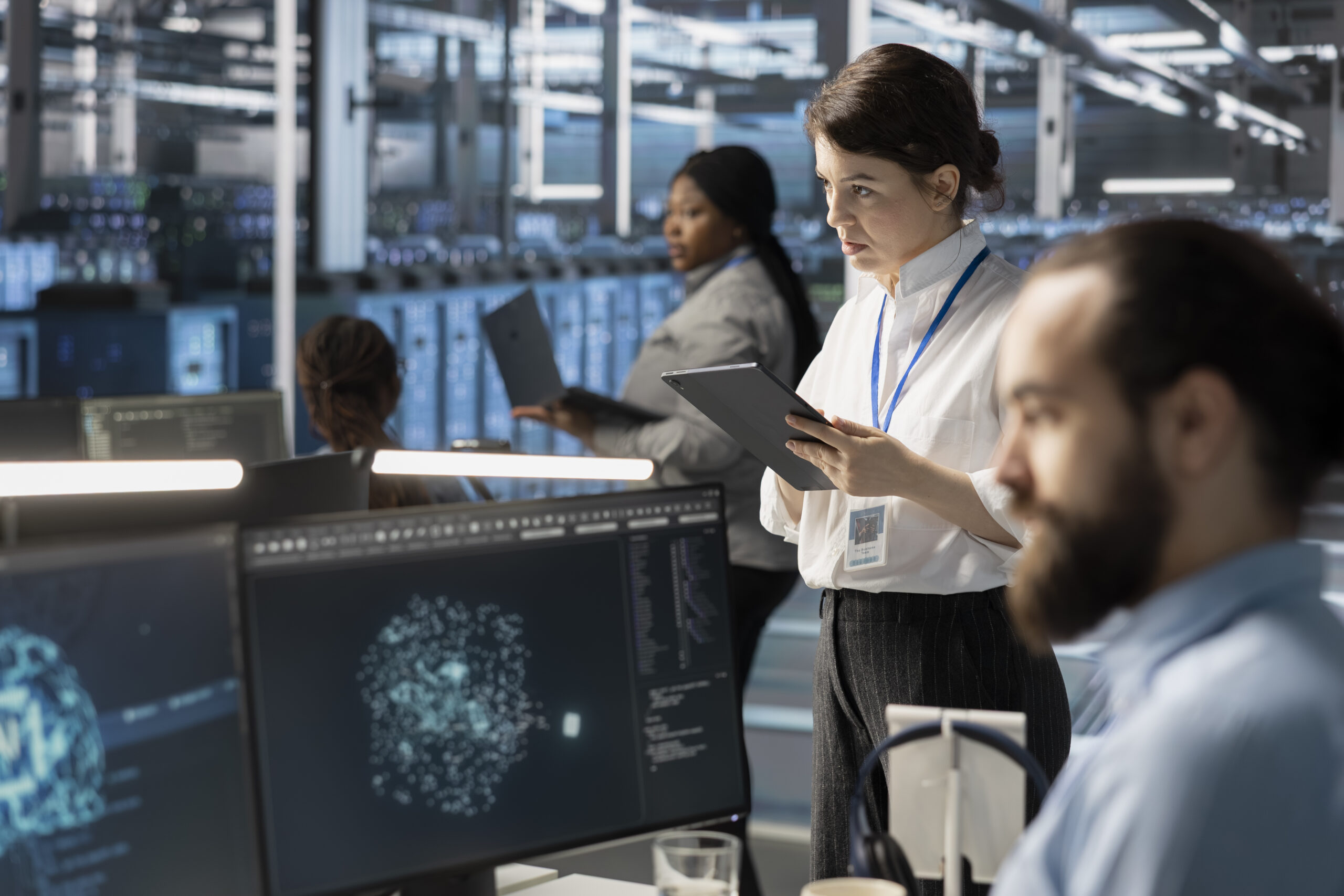 System administrators in Industry 4.0 integrating AI driven automation tools, doing maintenance and taking care of ROI and costs.