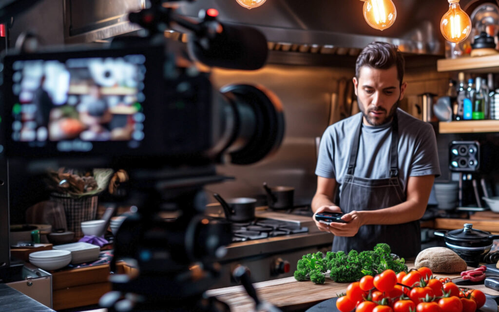 Content Creator working on recording a cooking material
