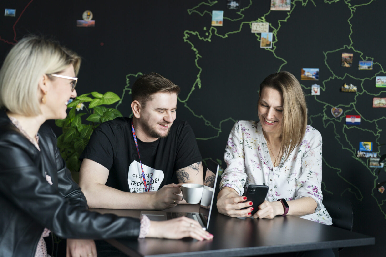 A group of people spend time together at the Spyrosoft office in Bialystok