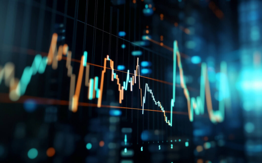 Financial Services card. Close view on a financial chart