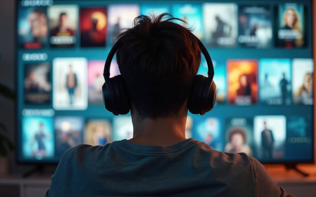 Media & Entertainment card. Person deciding what to watch on a streaming platform