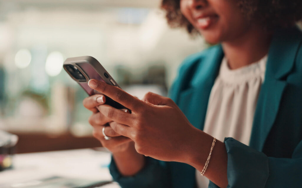 Publishers. Women video streaming on mobile device